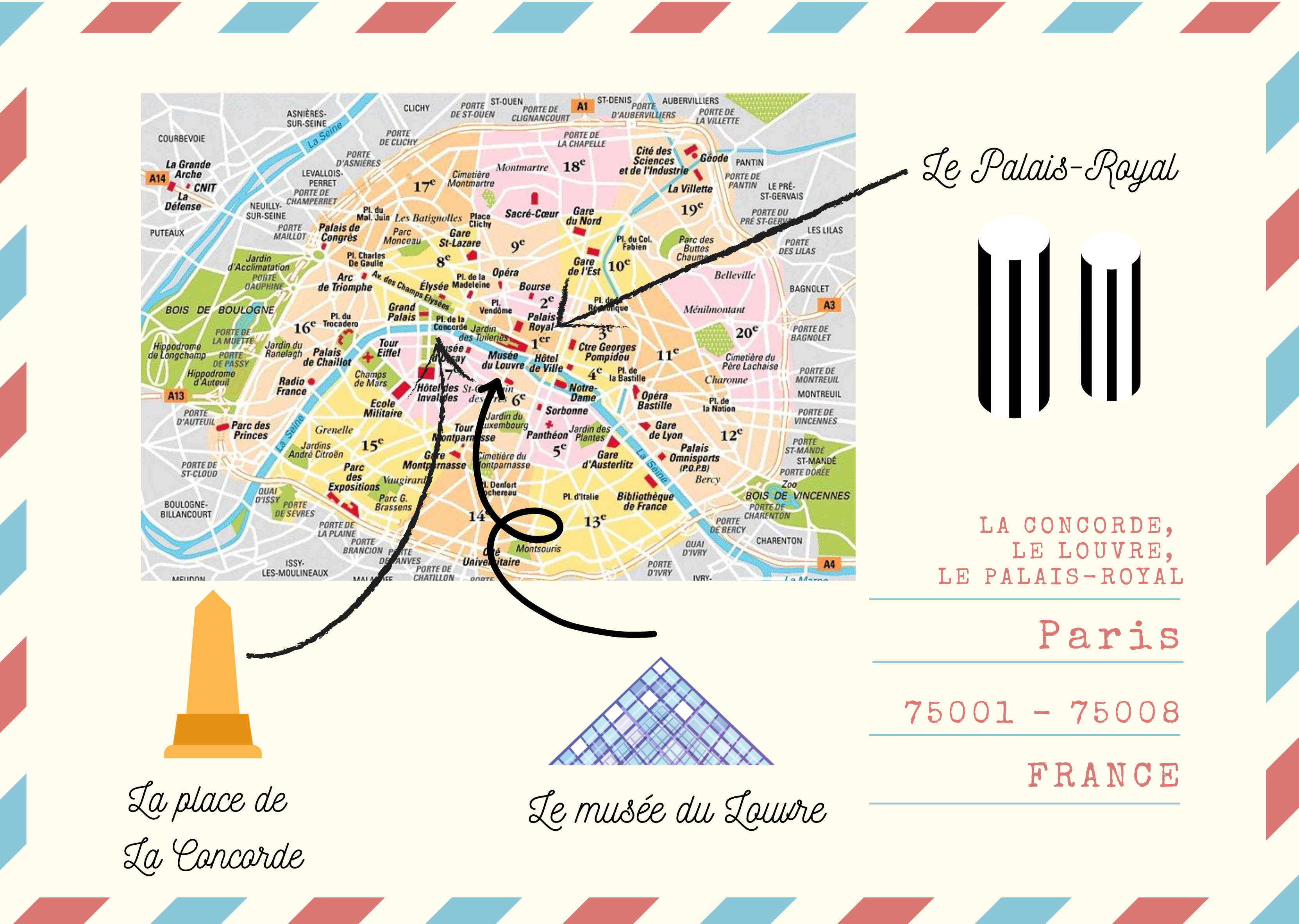 Carte postale plan de Paris